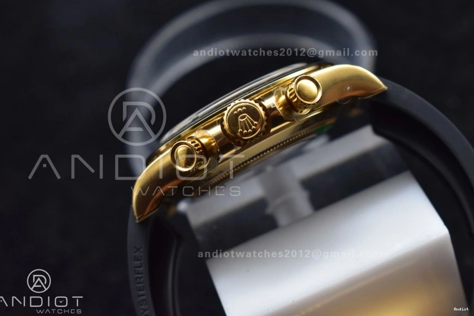 Best V2 116519 Case Rubber Strap 904L SA4130 Gold Daytona Black Clean SS Edition On 1:1 Dial 0418